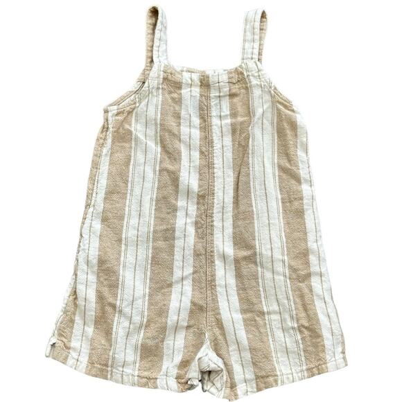 Old Navy Linen Neutral Stripe Pocket Romper Girls Size 4T - Picture 4 of 4